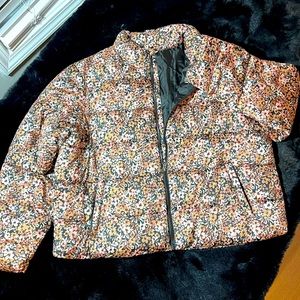 Cute floral print puffer jacket